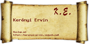 Kerényi Ervin névjegykártya